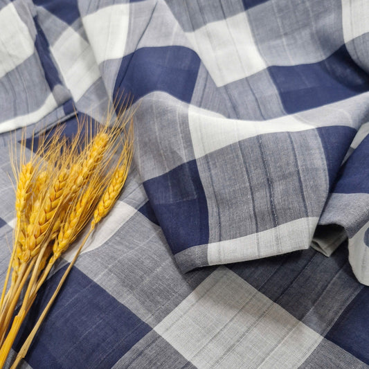 Navy Gingham Lightweight Linen
