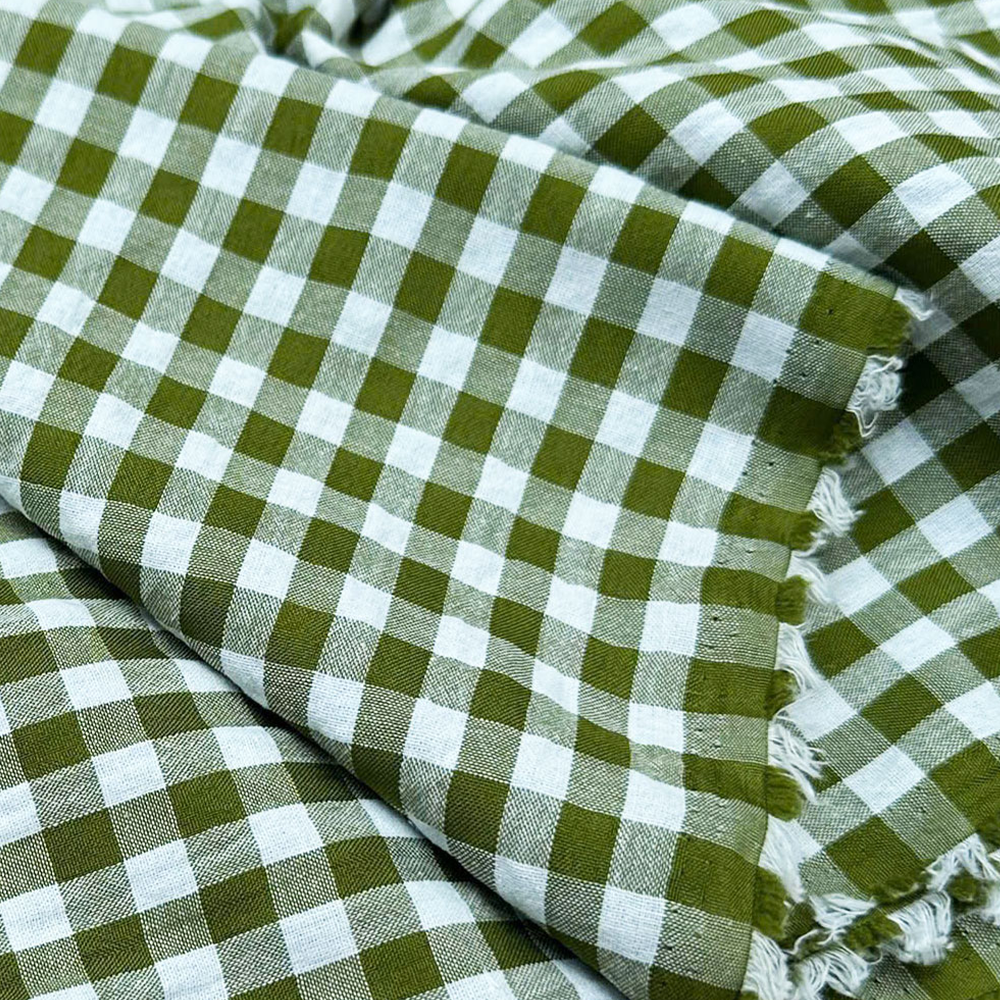 Cotton Seersucker Gingham Herb