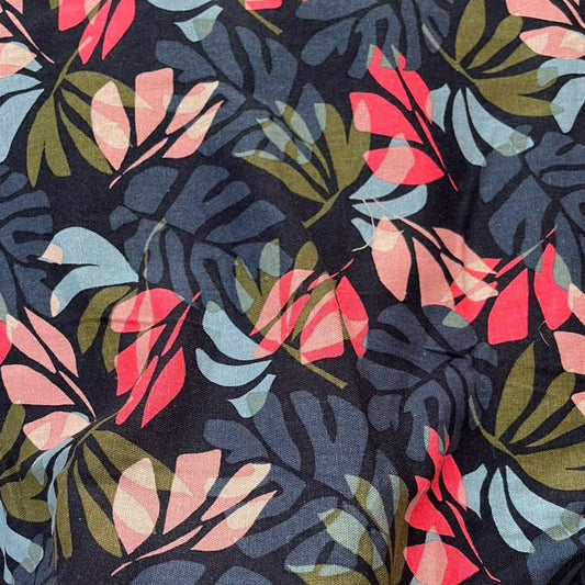 Leaf Stamp Blue Linen