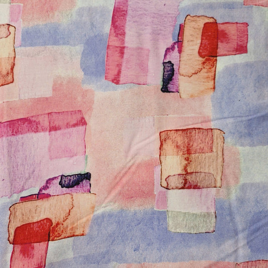 Abstract Squares Misty Pink Light Cotton