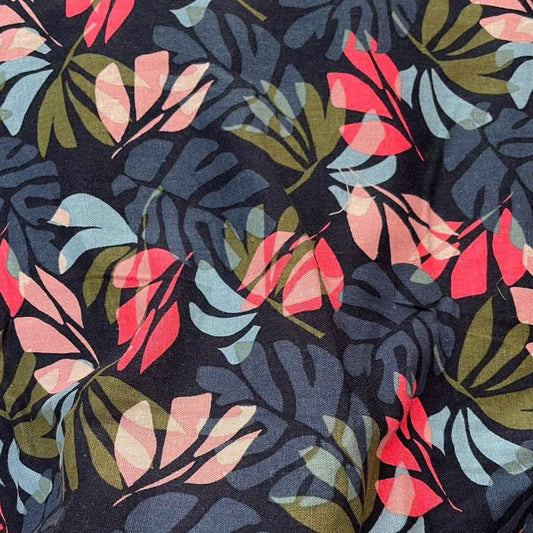 Layover Leaf Navy Lightweight Linen