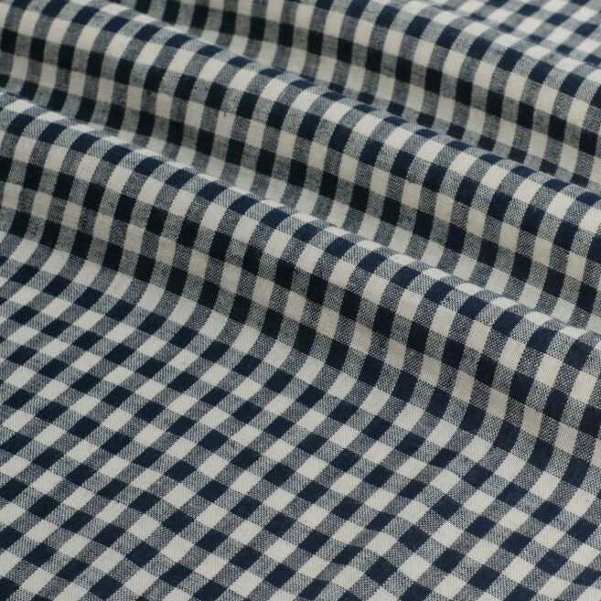 Fine Linen Cotton Check Navy