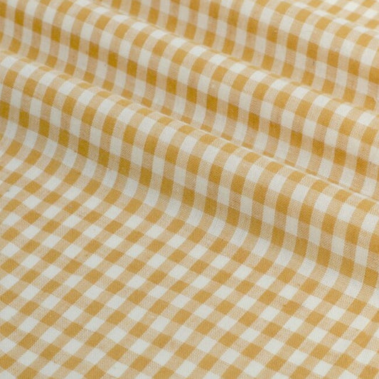 Fine Linen Cotton Check Burnt Butter