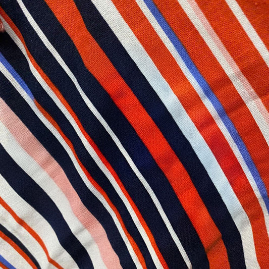 Linen Cotton Deadstock Multi-Red and Navy