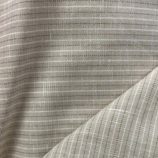 Linen Cotton Deadstock Taupe Grey Pinstripe