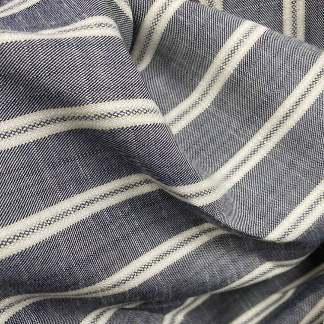 Linen Cotton Deadstock Denim Jacquard Stripe