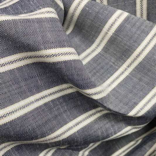 Linen Cotton Deadstock Denim Jacquard Stripe
