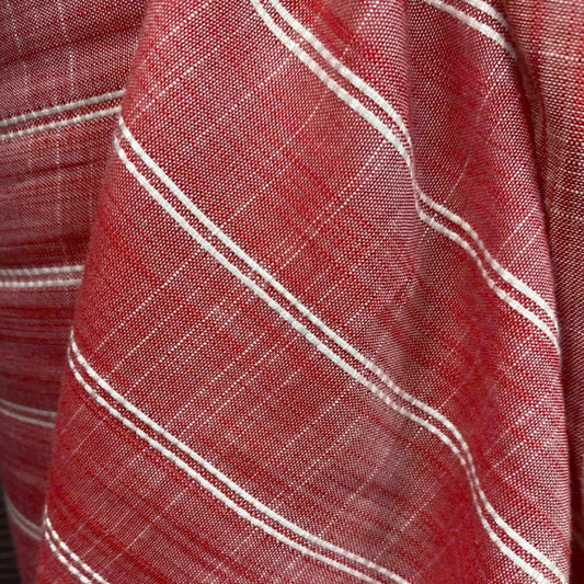Linen Cotton Deadstock Red and White Stripe