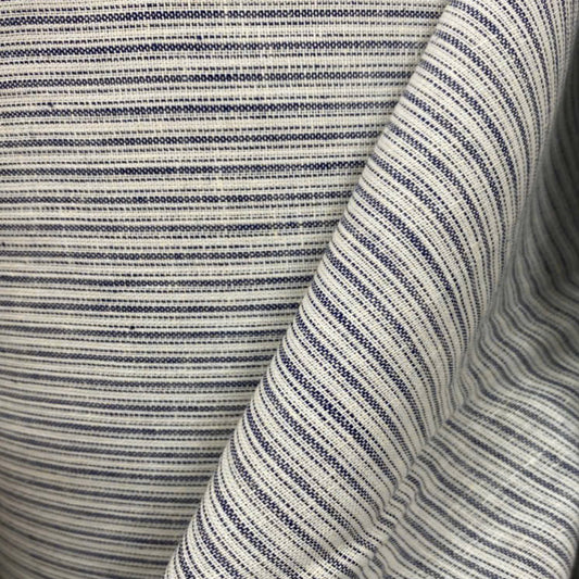 Linen Cotton Deadstock Natural and Navy Stripe Yarn-Dyed Cotton Linen