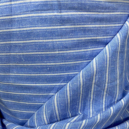 Linen Cotton Deadstock onnie Blue and White Stripe Yarn-Dyed Cotton Linen