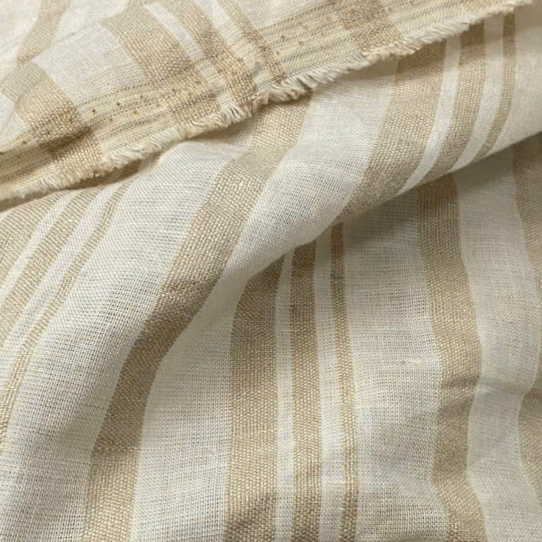 Linen Cotton Deadstock Natural Stripe Yarn-Dyed Cotton Linen