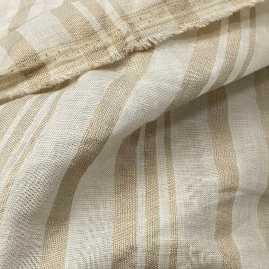 Linen Cotton Deadstock Natural Stripe Yarn-Dyed Cotton Linen
