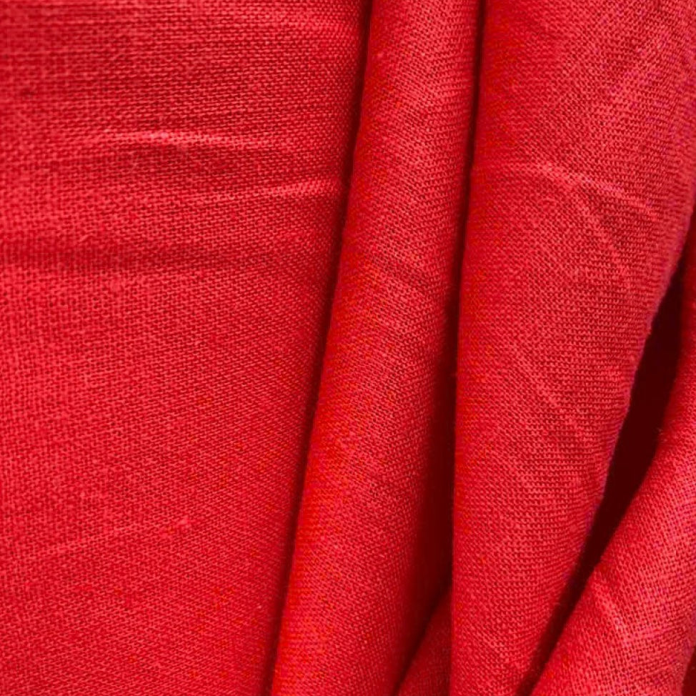 Linen Cotton Deadstock - Bright Red