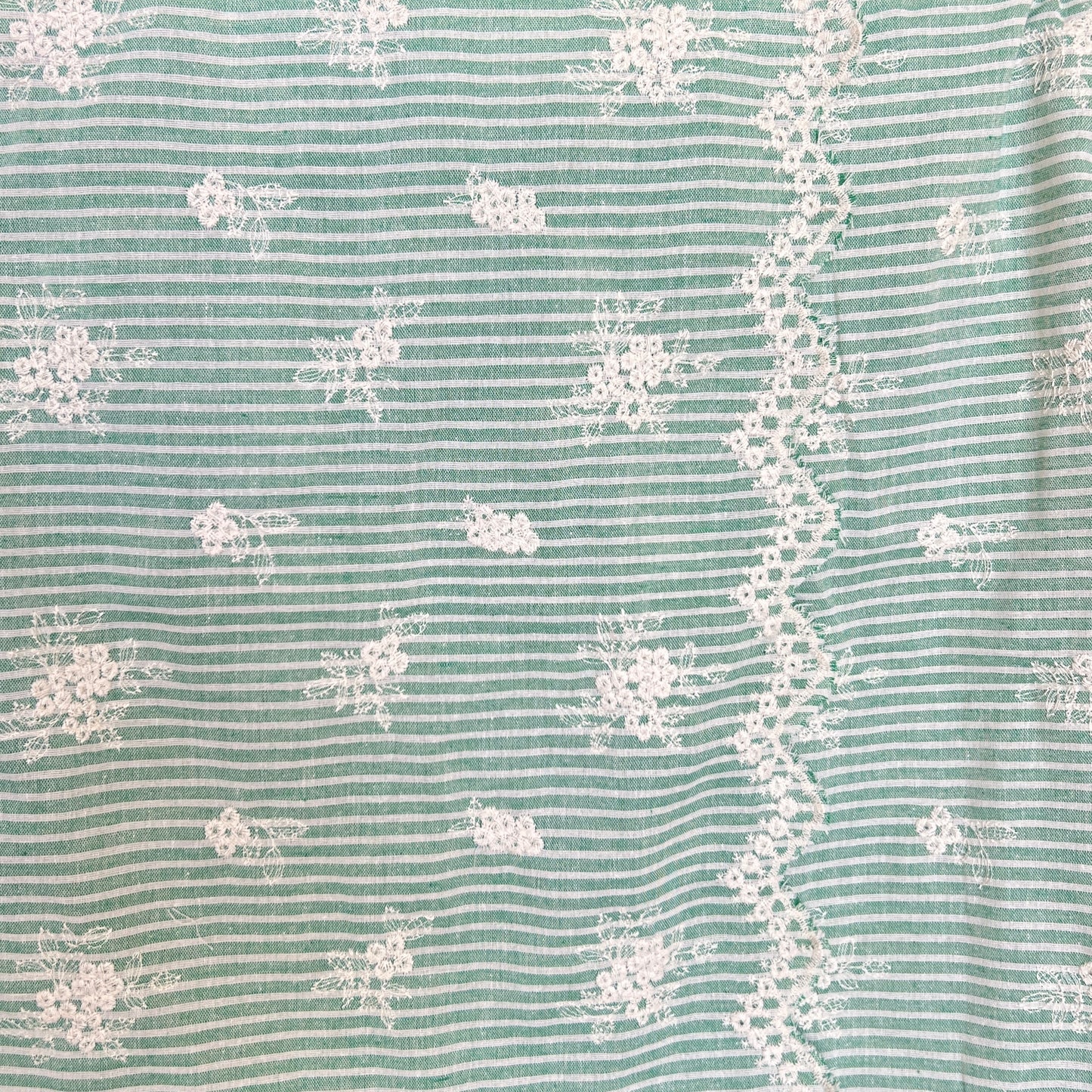 Madeleine Striped Embroidered Cotton Green
