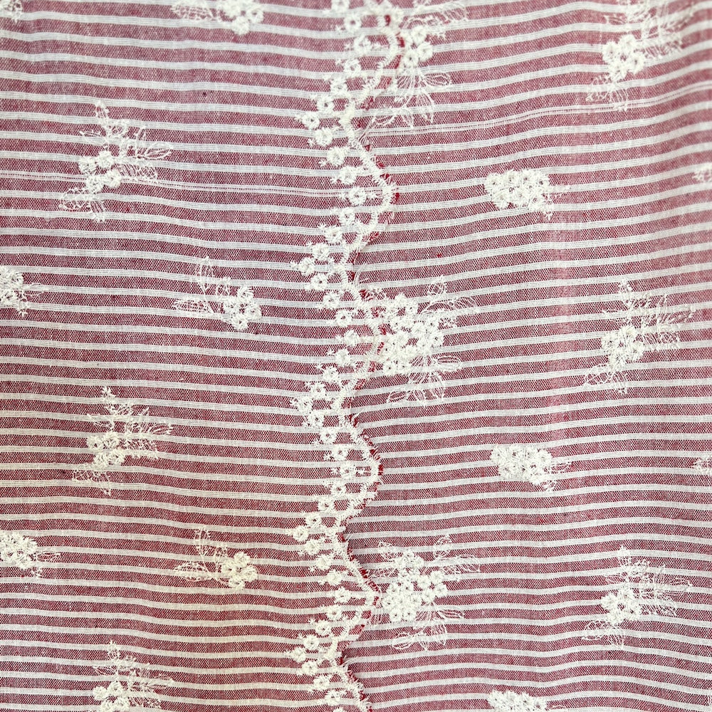 Madeleine Striped Embroidered Cotton Red