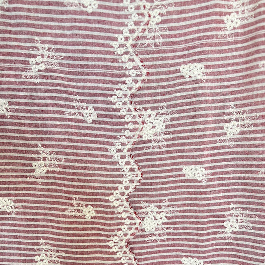Madeleine Striped Embroidered Cotton Red