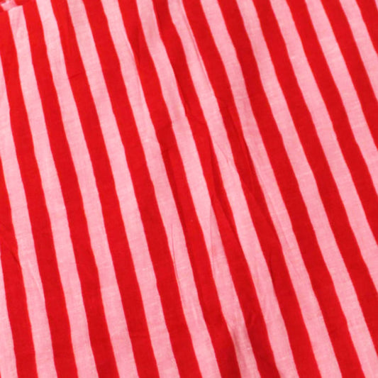 Hand Screen Printed Mid Stripe Pink and Red