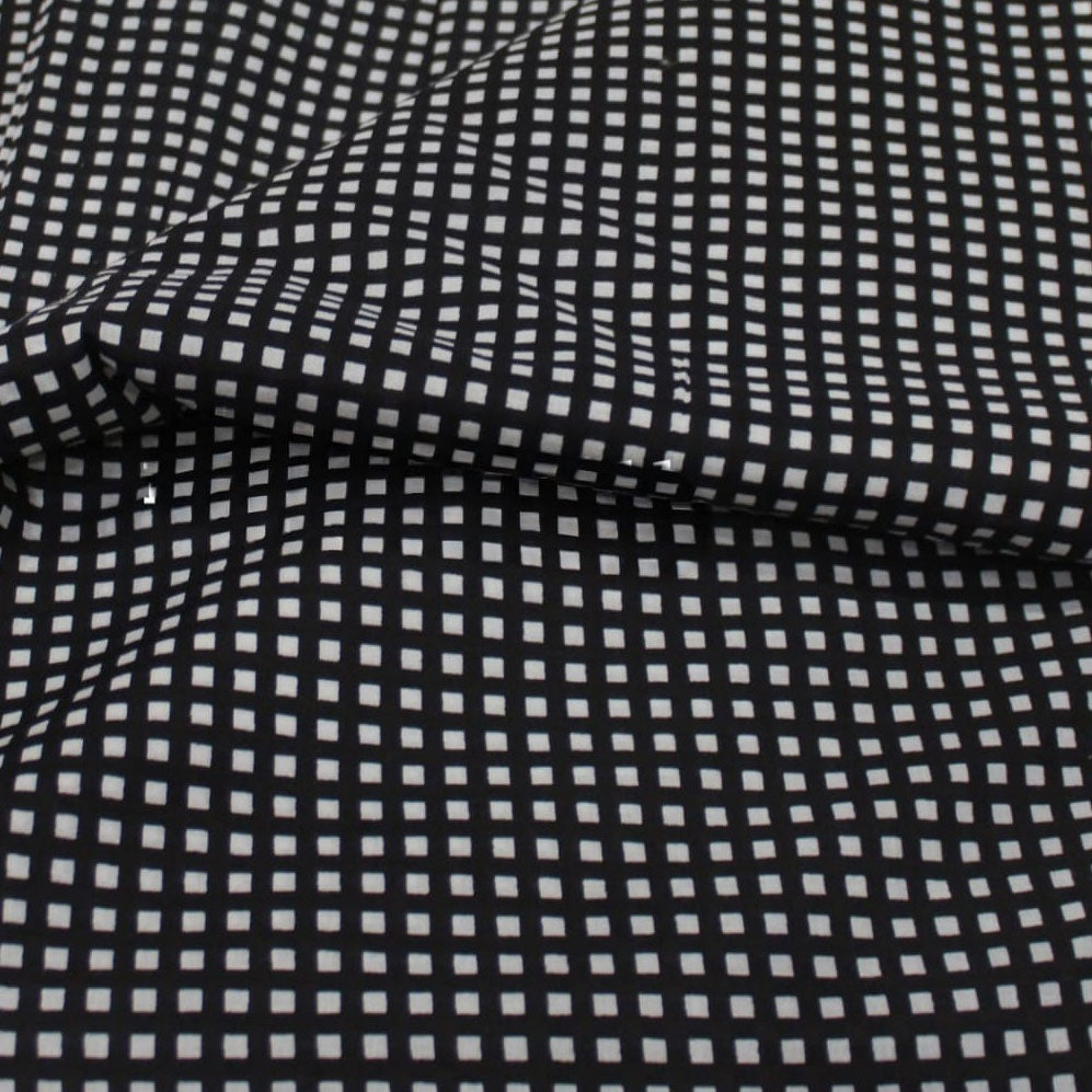 Hand Screen Printed Mini Check Black