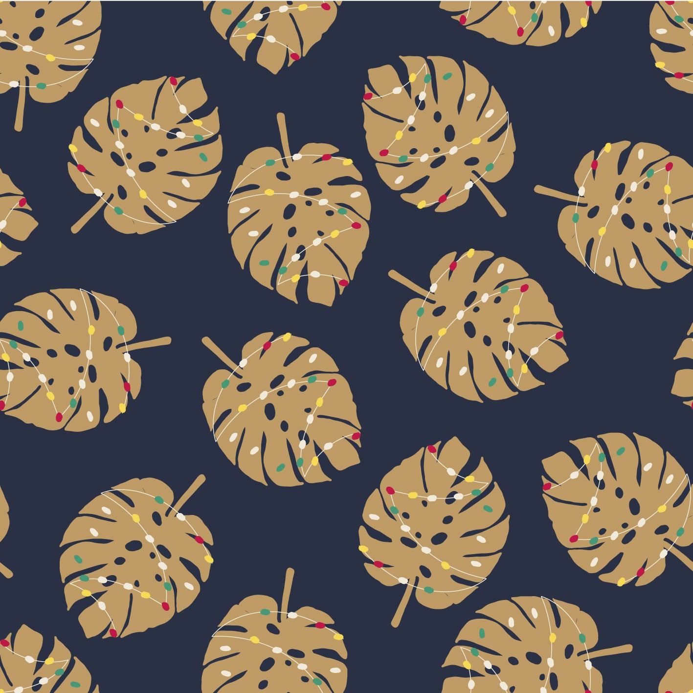 Monstera Christmas Navy