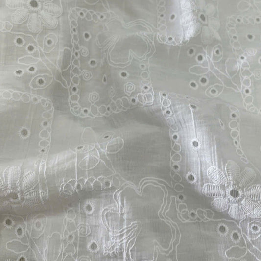 Flower Box Embroidered Cotton White
