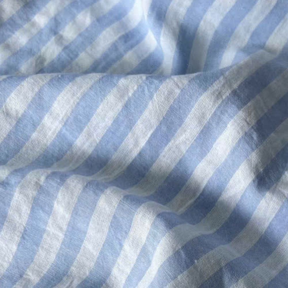 Cotton Seersucker Mid Stripe Blue