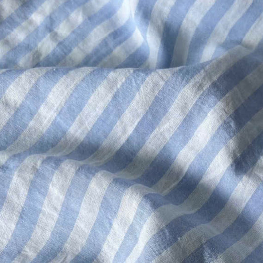 Cotton Seersucker Mid Stripe Blue
