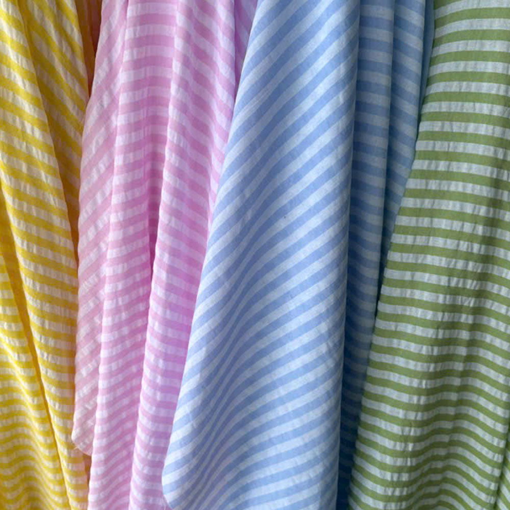 Cotton Seersucker Mid Stripe Yellow