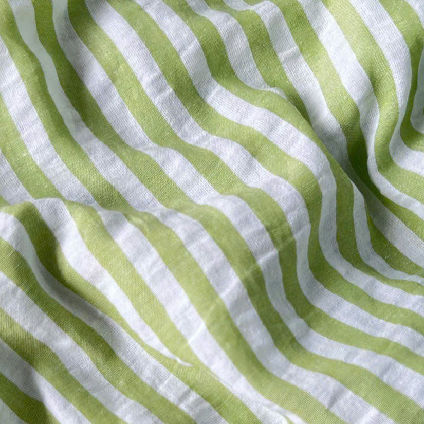 Cotton Seersucker Mid Stripe Green