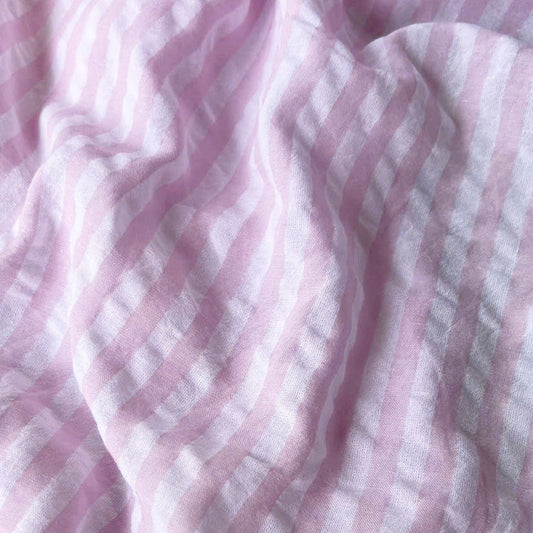 Cotton Seersucker Mid Stripe Pink
