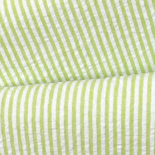 Cotton Seersucker Mini Stripe Lime