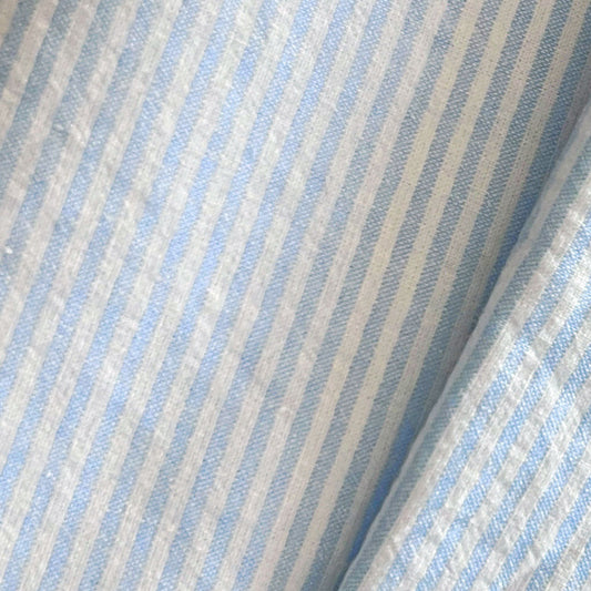 Cotton Seersucker Mini Stripe Sky Blue