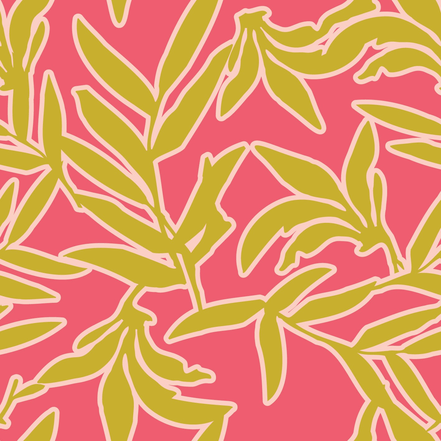 Outline Leaves Raspberry & Olive