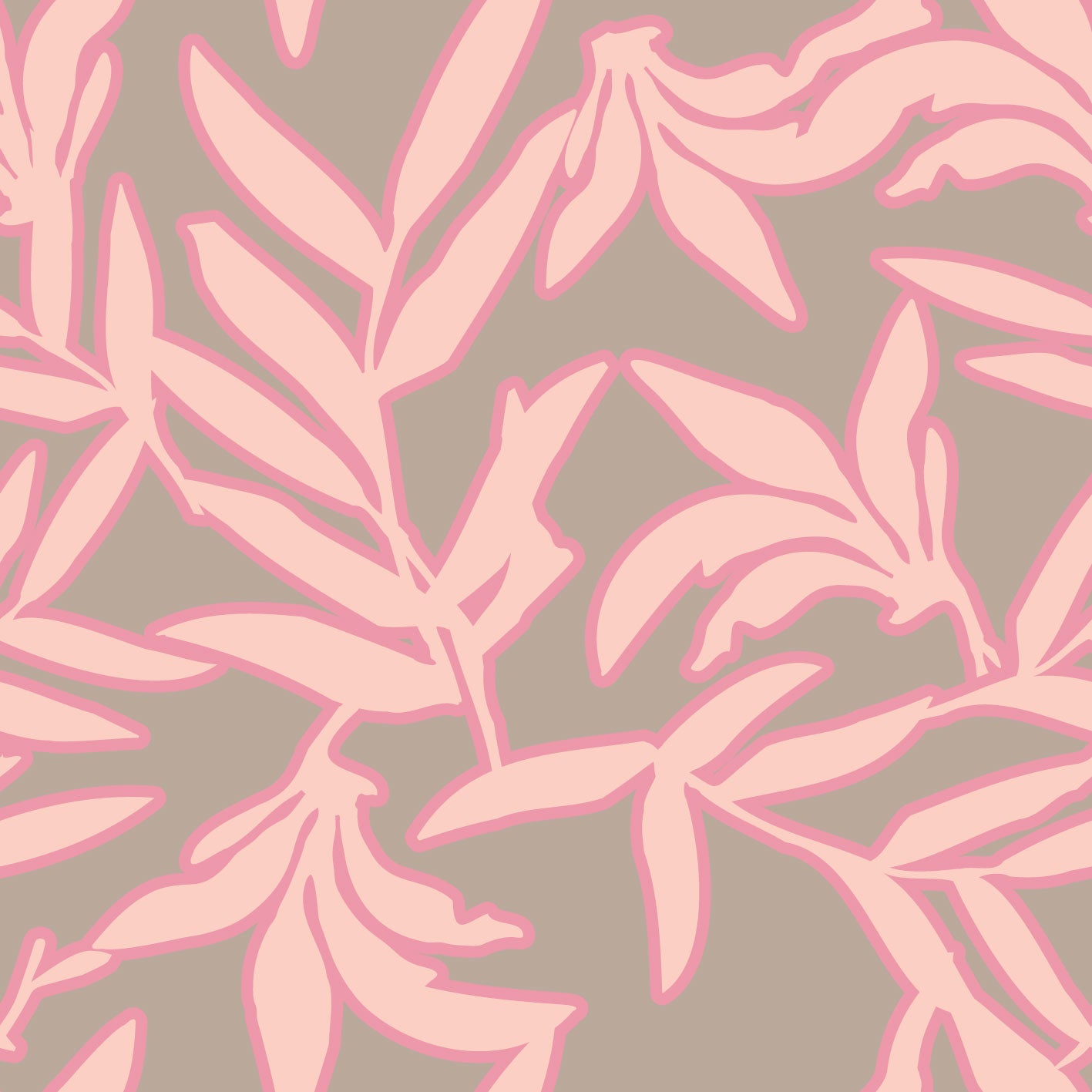 Outline Leaves Whispering Peach & Taupe