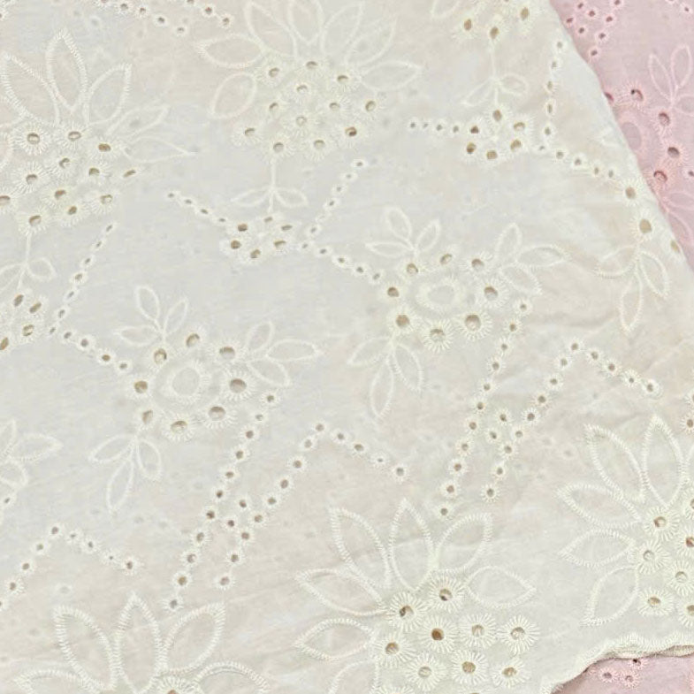 Petal Line Embroidered Cotton Pink