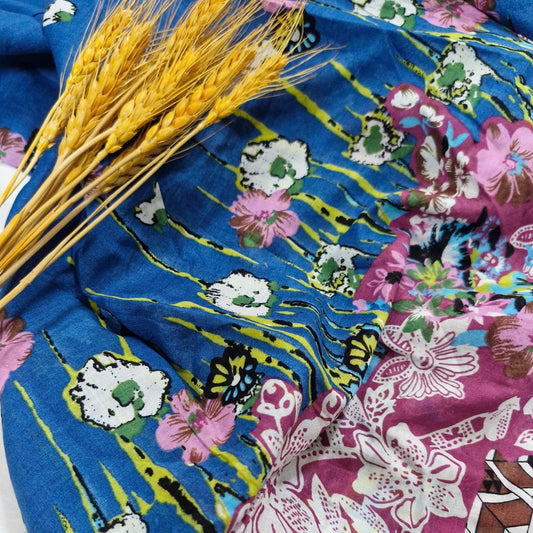 Pretty Blue Border Lightweight Linen
