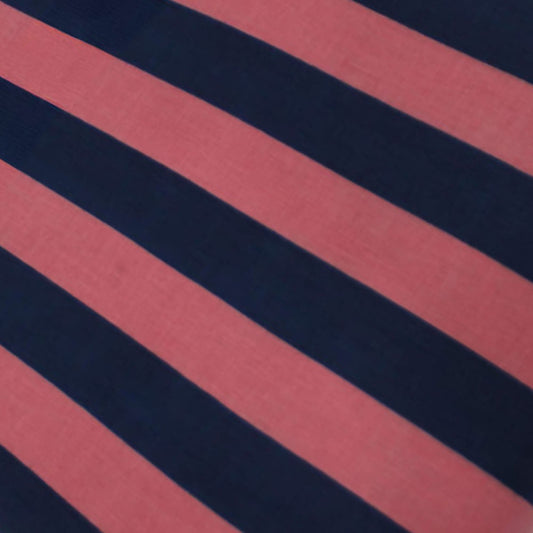 Hand Screen Printed Wide Stripe Navy & Rose
