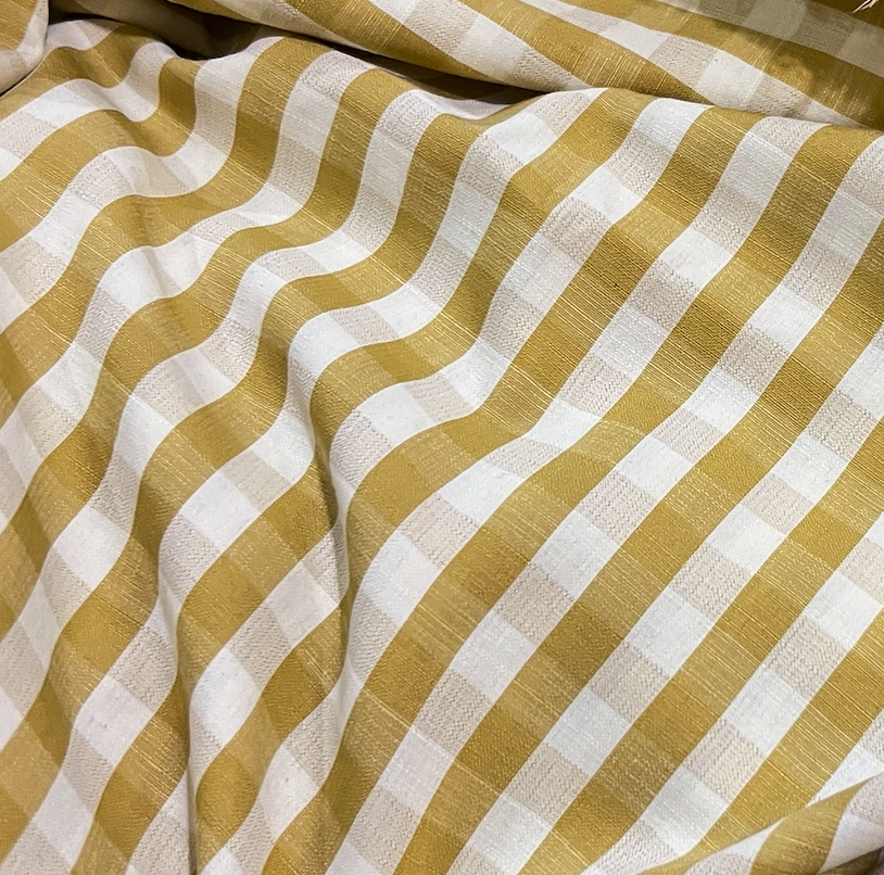 Yarn Dyed Check Linen Cotton Mustard 1 Meter Remnant