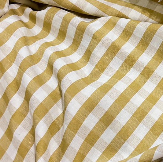 Yarn Dyed Check Linen Cotton Mustard 1 Meter Remnant