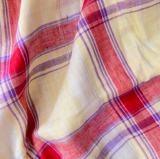 Western Check Yellow Cotton Gauze 1 Meter Remnant