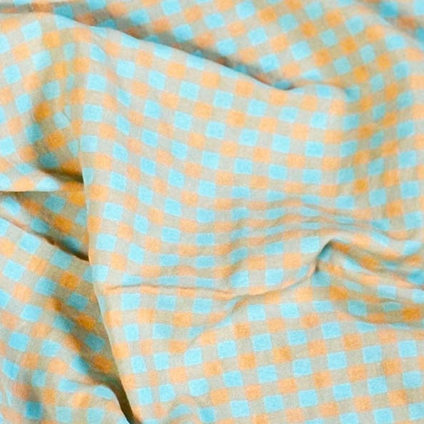 Seersucker Gingham Aqua Zest 1.5 Meter Remnant