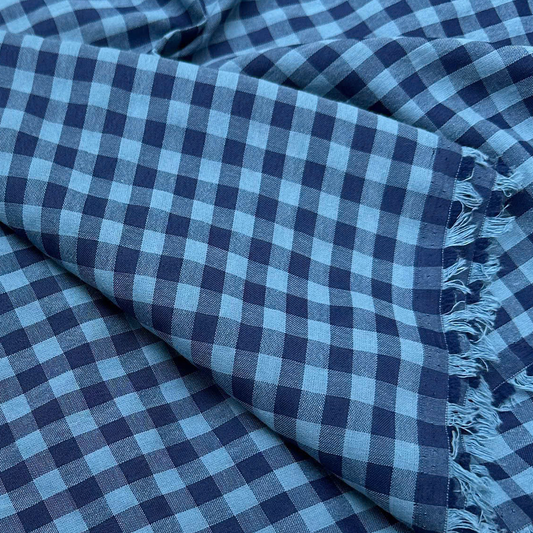 Cotton Seersucker Gingham Tukish Blue