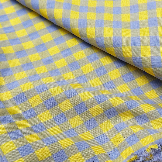 Cotton Seersucker Gingham Viola Zest