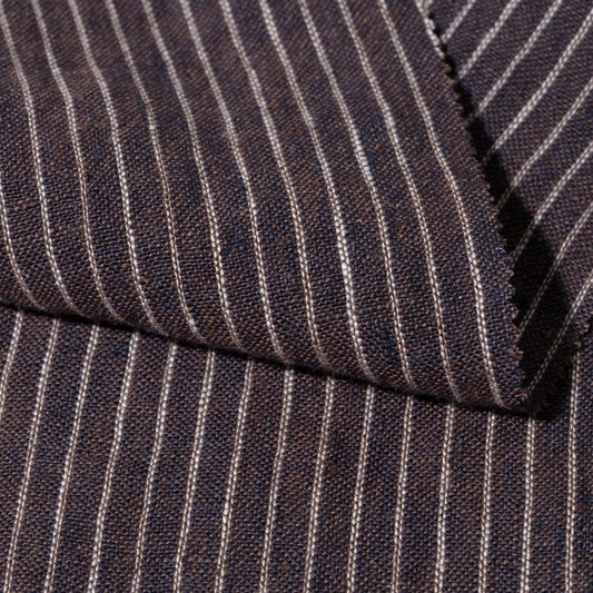 Washed Linen Stripe Bitter Chocolate