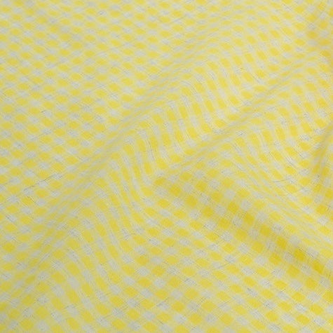Fine Linen Cotton Check Brightest Yellow
