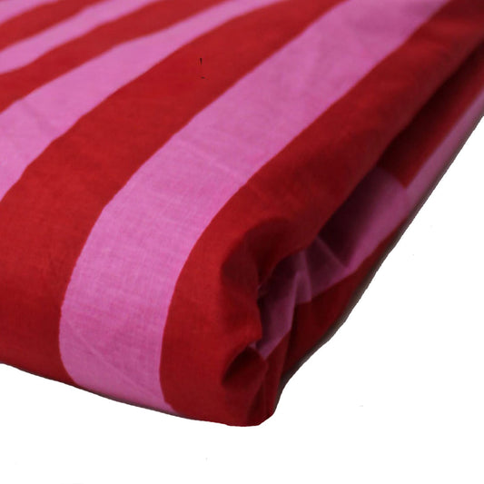 Hand Screen Printed Wide Stripe Red & Pink