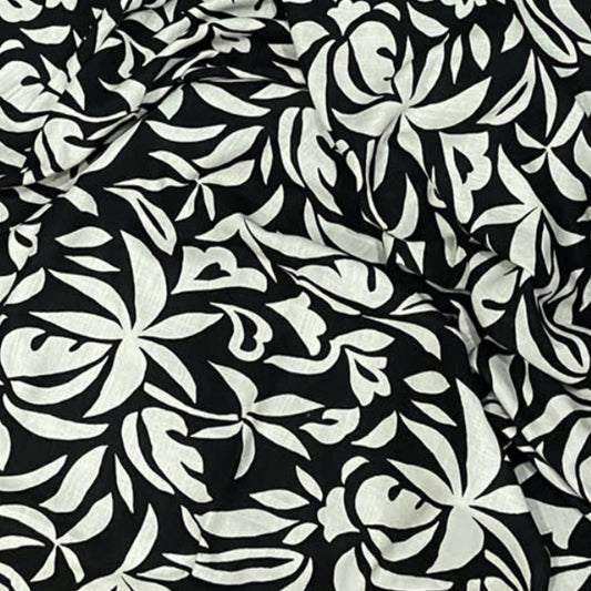 Leafy Noir Lightweight Linen