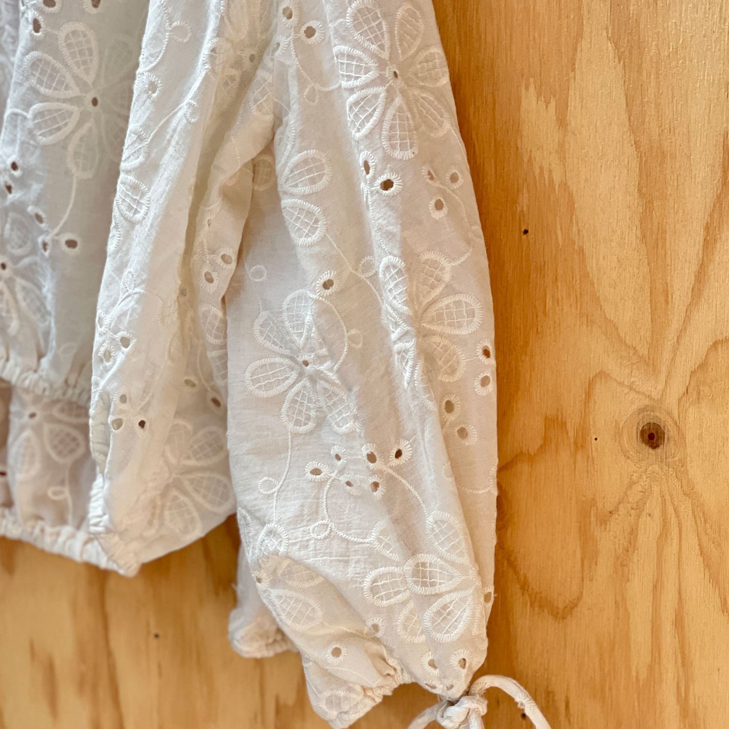 Flower Stitch Embroidered Cotton Natural