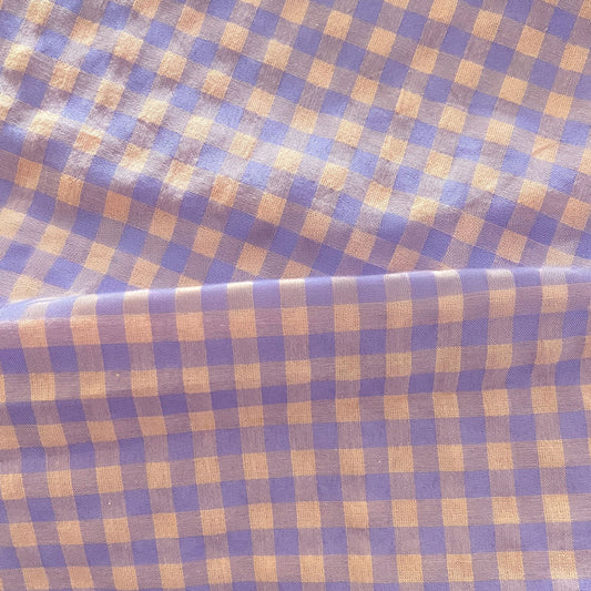 Cotton Seersucker Gingham Lilac 2 Meter Remnant