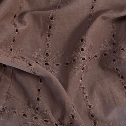 Subway Embroidered Cotton Chocolate